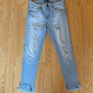 Zara Z1975 Ripped Front + Frayed Jeans - US 04